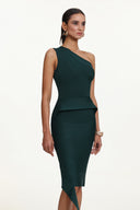 Novah Classic Contour One Shoulder Bandage Midi Dress