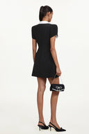 Eseniya Romantic Tailored Short Sleeve Lapel Contrast Mini Dress