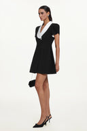 Eseniya Romantic Tailored Short Sleeve Lapel Contrast Mini Dress