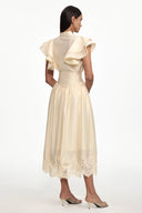 Mafalda Resort Flowy Short Sleeve Ruffle Woven Top and Skirt Set