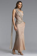 Uabeza Chic Contour One Shoulder Drape Cut Out Maxi Dress