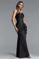 Fifer Elegant Contour Pleated Ruffle High Slit Maxi Dress
