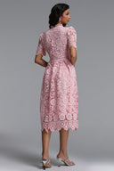 Valema Resort Flowy Short Sleeve Floral Lace Midi Dress