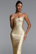 Lionce Classic Contour Metallic Bandage Maxi Dress