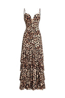 Zambezi Deep-V Sleeveless Ruffled Backless Maxi Dress