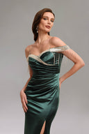 Kimberley Sequins Fringe Slit Maxi Dress - Green