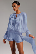 Dekia Long Sleeves Hollow Out Flounce Mini Dress