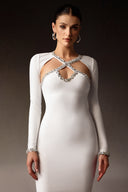 Una Long Sleeves Hollow Out Diamond Mini Dress
