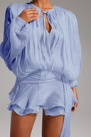 Dekia Long Sleeves Hollow Out Flounce Mini Dress