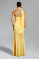 Ulasa Sleeveless Ruched Mesh Maxi Dress