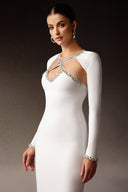 Una Long Sleeves Hollow Out Diamond Mini Dress