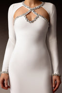 Una Long Sleeves Hollow Out Diamond Mini Dress