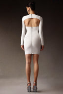 Una Long Sleeves Hollow Out Diamond Mini Dress