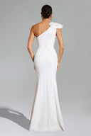 Locia Tek Omuzlu Çiçek Desenli Yırtmaçlı Maksi Elbise 