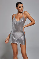 Brett Diamante Mesh Mini Dress - Bellabarnett