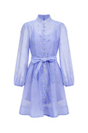 Farrah Long Sleeves Diamond Button Shirt Mini Dress