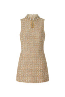 Jillian Diamond Mid-Neck Sleeveless Tweed Mini Dress