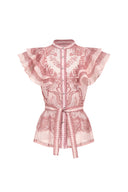 Kimivi Sleeveless Floral Printed Shirt Two-Piece Set