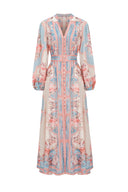 Dorte Long Sleeve Floral Printed Maxi Dress