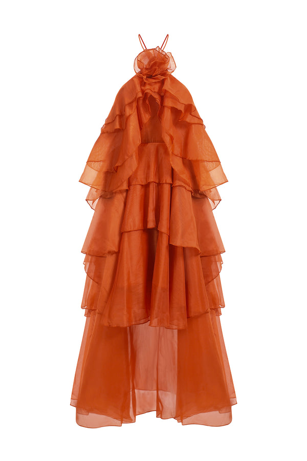 Jesmin Kolsuz Çiçek Desenli Katmanlı Maksi Elbise