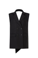 Livana Lapel Sleeveless Bowknot Mini Dress