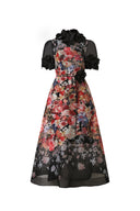 Haliya Short Sleeves Flowers Printed Midi Dress