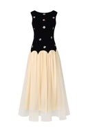 Roto Sleeveless Sequin Flowers Maxi Dress