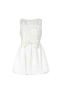Shea Sleeveless Bowknot Embroidery Flowers Lace Mini Dress