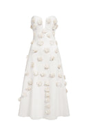 Eve Flowers Tube Midi Dress - White
