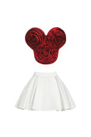 Neela Flower Strapless Waist Mini Dress