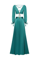 Looly Deep V Maxi Dress - Green