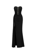 Oberta Ruched High Slit Maxi Dress