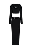 Susan Long Sleeves Hollow Out Butterfly Bandage Maxi Two-Piece Set