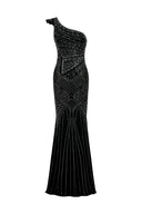 Ferina Skew Collar Diamond Maxi Dress