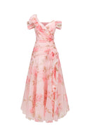 Jussi Sleeveless Flrs Flounce Maxi Dress