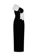 Jane Flowers High Slit One Shoulder Bandage Maxi Dress