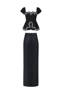 Vercia Off-The-Shoulder Diamond Bandage Maxi Dress