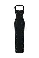 Nesya Sleeveless Pearl Bandage Maxi Dress