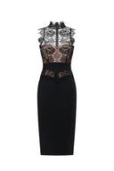 Priscilla Sleeveless Lace Bandage Midi Dress