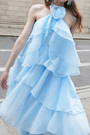 Shirley Sleeveless Flower Folds Maxi Dress
