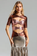 Kaci Metallic Cut Out Maxi Dress