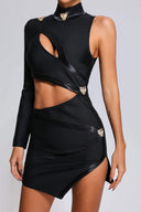 Nude One Shoulder Cutout Mini Bandage Dress - Bellabarnett