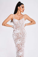 Wenda Feather Sequin Maxi Dress