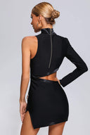 Nude One Shoulder Cutout Mini Bandage Dress - Bellabarnett