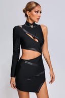 Nude One Shoulder Cutout Mini Bandage Dress - Bellabarnett