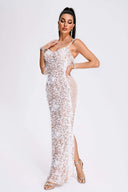 Wenda Feather Sequin Maxi Dress